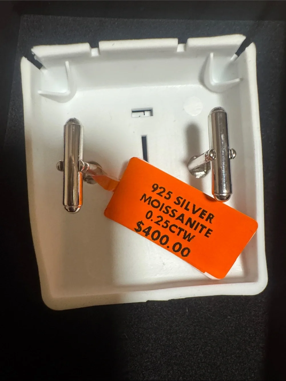 Sterling Silver 925 Moissanite Cufflinks - Silver Bar